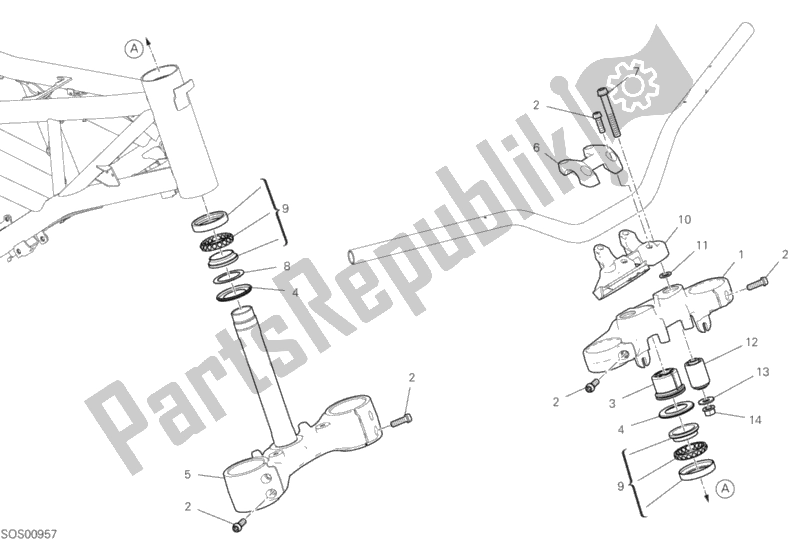 All parts for the Steering Assembly of the Ducati Scrambler Desert Sled Thailand USA 803 2019